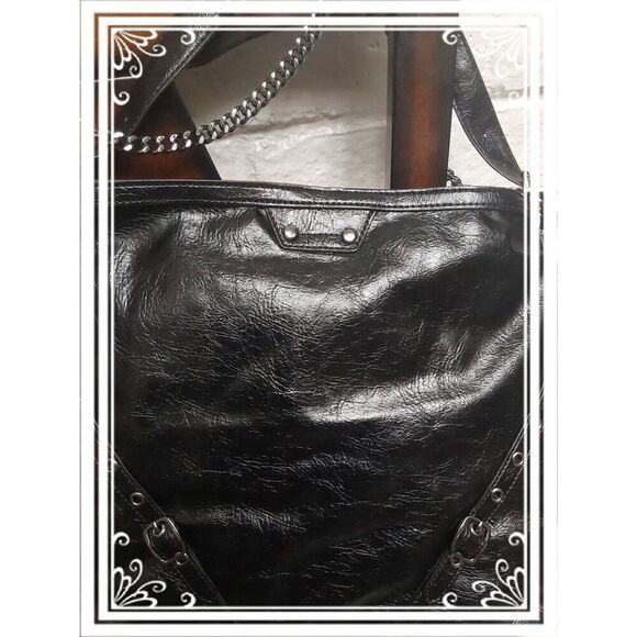 NWT~ALDO Black Faraliaax Chain Charm Buckle Detail Slouchy Shoulder Bag~$75 RV - Picture 2 of 7